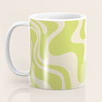 Retro Liquid Swirl Abstract Pattern 5 in Light Lime Linden Green and Beige Coffee Mug Gallery Image 3