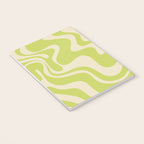 Retro Liquid Swirl Abstract Pattern 5 in Light Lime Linden Green and Beige Notebook Gallery Image 3
