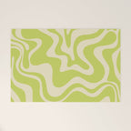 Retro Liquid Swirl Abstract Pattern 5 in Light Lime Linden Green and Beige Welcome Mat Gallery Image 1