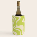Retro Liquid Swirl Abstract Pattern 5 in Light Lime Linden Green and Beige Wine Chiller Gallery Image 2