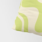 Retro Liquid Swirl Abstract Pattern 5 in Light Lime Linden Green and Beige Pillow Sham Gallery Image 4
