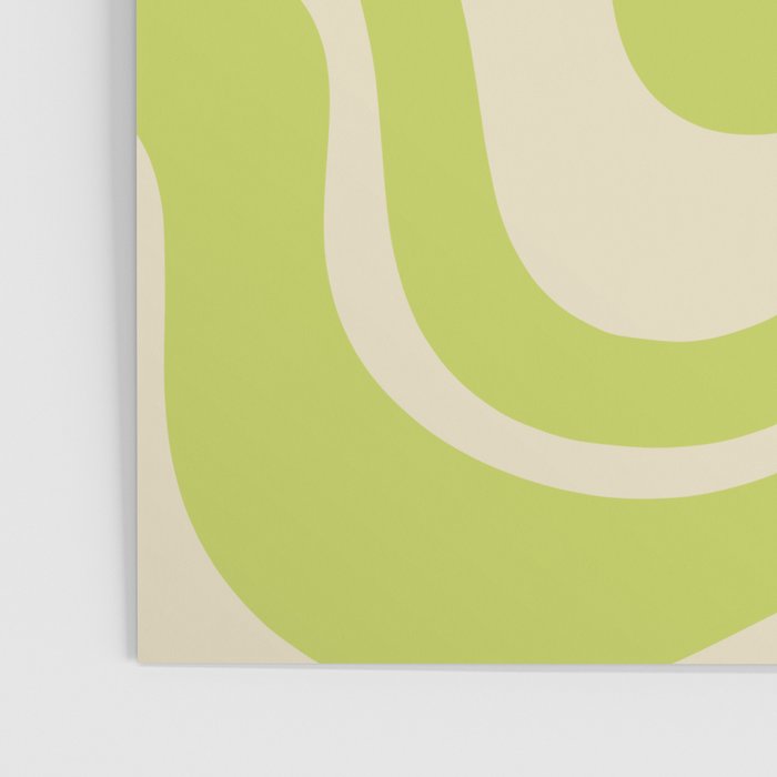 Retro Liquid Swirl Abstract Pattern 5 in Light Lime Linden Green and Beige Poster Gallery Image 3