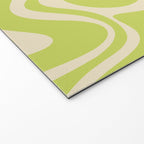 Retro Liquid Swirl Abstract Pattern 5 in Light Lime Linden Green and Beige Welcome Mat Gallery Image 2