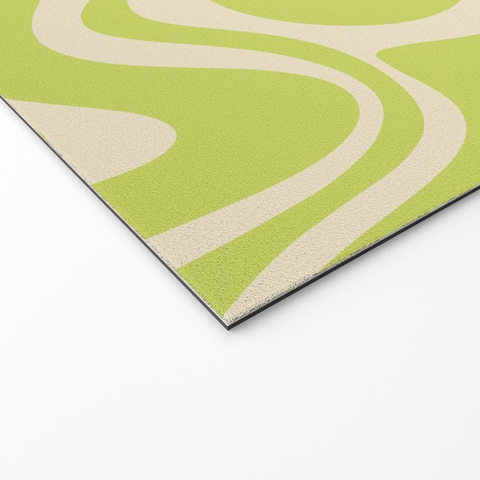 Retro Liquid Swirl Abstract Pattern 5 in Light Lime Linden Green and Beige Welcome Mat Gallery Image 2