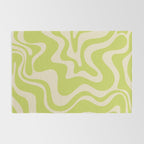 Retro Liquid Swirl Abstract Pattern 5 in Light Lime Linden Green and Beige Rug Gallery Image 2