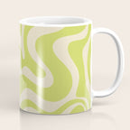 Retro Liquid Swirl Abstract Pattern 5 in Light Lime Linden Green and Beige Coffee Mug Gallery Image 1