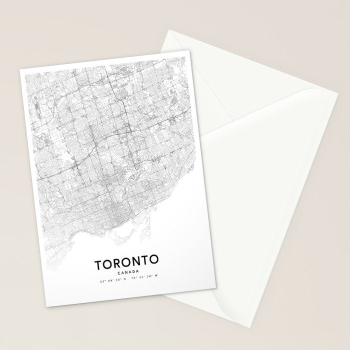 Toronto Map, Art Print By LandSartprints Stationery Card Gallery Image 2