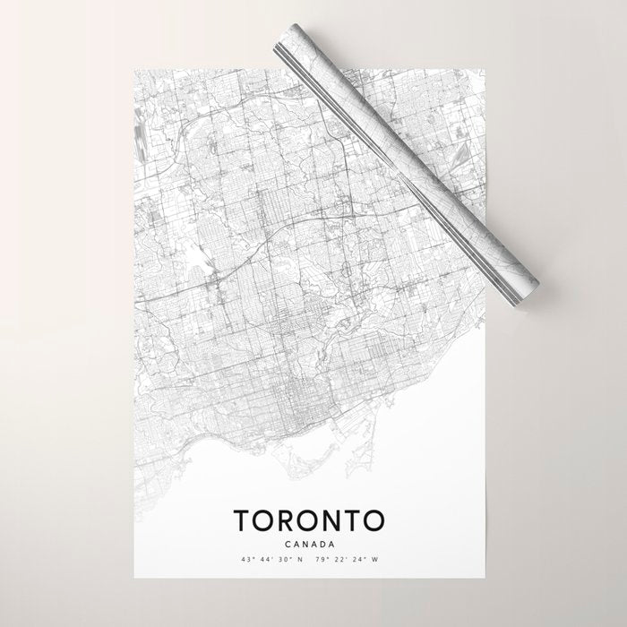 Toronto Map, Art Print By LandSartprints Wrapping Paper Gallery Image 1