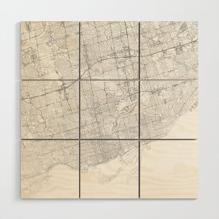 Toronto Map, Art Print By LandSartprints Wood Wall Art Gallery Image 1