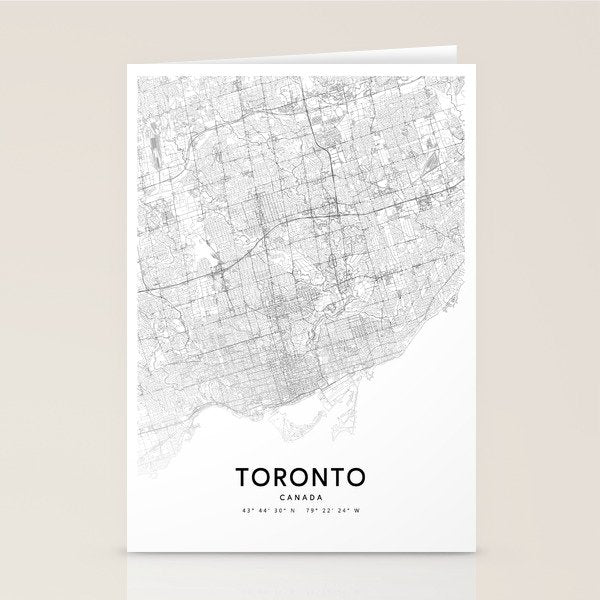 Toronto Map, Art Print By Landsartprints Stationery Card