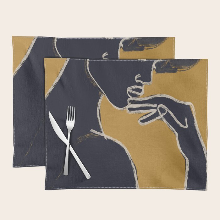 Minimal Abstract Art Woman Portrait 2 Placemat Gallery Image 1