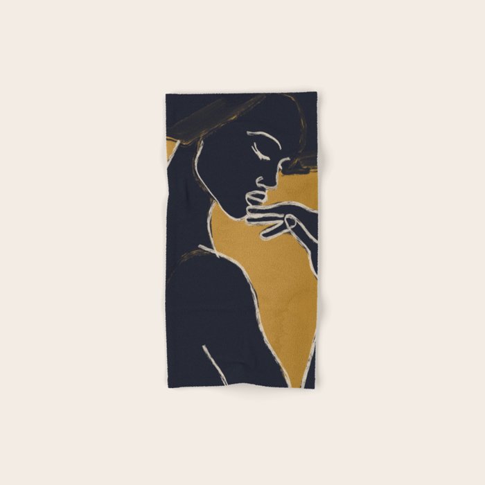 Minimal Abstract Art Woman Portrait 2 Bath Towel Gallery Image 1