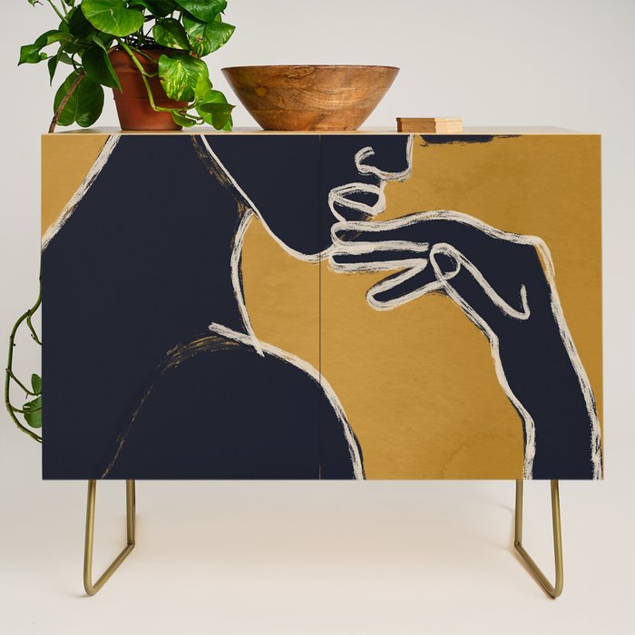 Minimal Abstract Art Woman Portrait 2 Credenza Gallery Image 1
