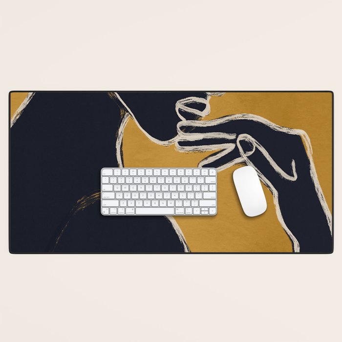 Minimal Abstract Art Woman Portrait 2 Desk Mat Gallery Image 1