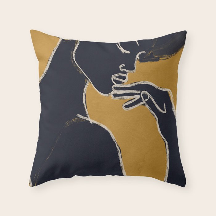 Minimal Abstract Art Woman Portrait 2 Throw Pillow Gallery Image 6