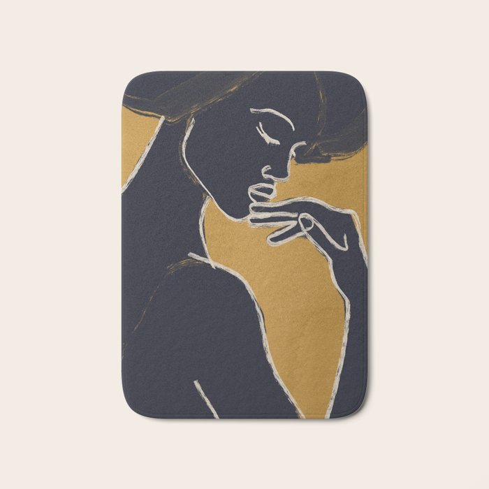 Minimal Abstract Art Woman Portrait 2 Bath Mat Gallery Image 1