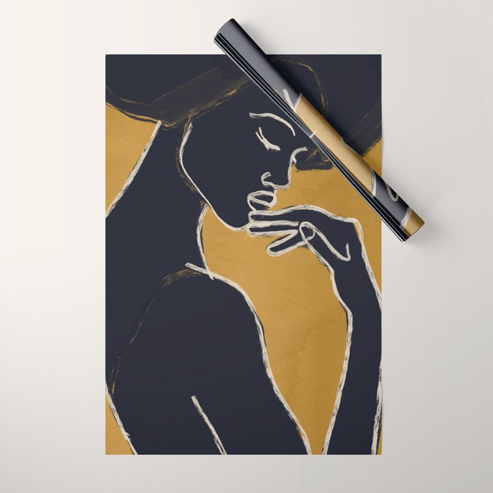 Minimal Abstract Art Woman Portrait 2 Wrapping Paper Gallery Image 1