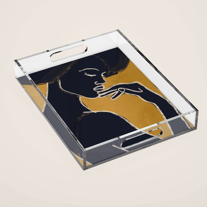 Minimal Abstract Art Woman Portrait 2 Acrylic Tray Gallery Image 1