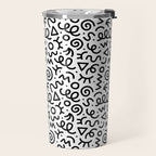 Fun black and white doodle art pattern Travel Mug Gallery Image 2