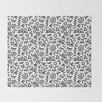 Fun black and white doodle art pattern Throw Blanket Gallery Image 2