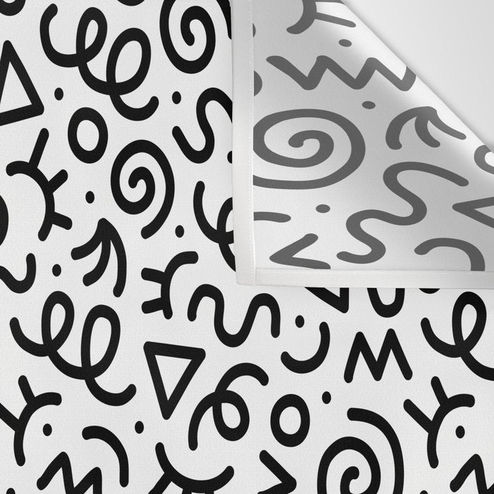 Fun black and white doodle art pattern Wall Tapestry Gallery Image 3