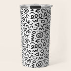 Fun black and white doodle art pattern Travel Mug Gallery Image 1