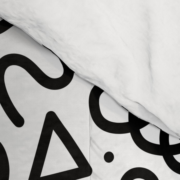 Fun black and white doodle art pattern Comforter Gallery Image 4