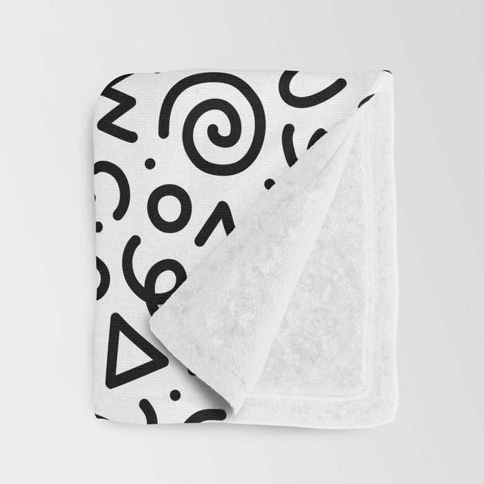 Fun black and white doodle art pattern Throw Blanket Gallery Image 3