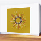 Mid Century Modern Sunburst Sun on Mustard Wall Mural Gallery Image 2