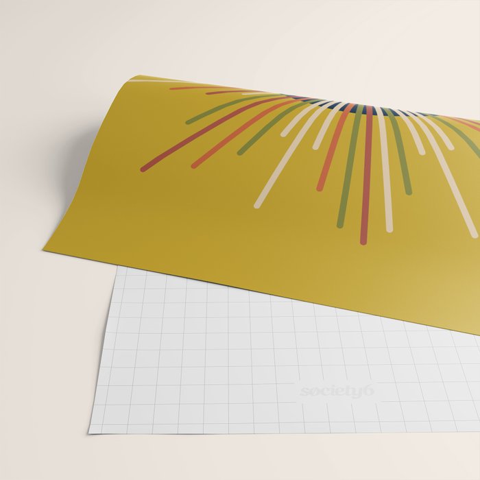 Mid Century Modern Sunburst Sun on Mustard Wrapping Paper Gallery Image 2
