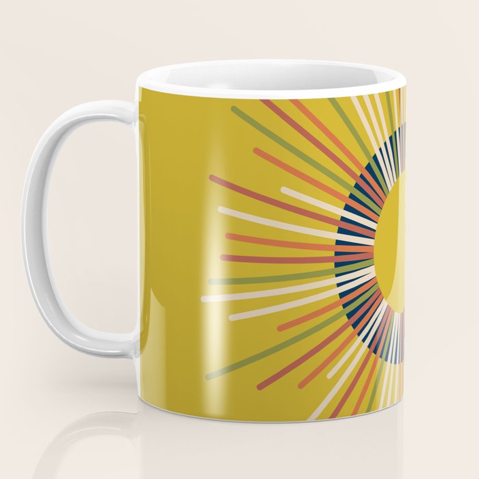Mid Century Modern Sunburst Sun on Mustard Coffee Mug Gallery Image 3