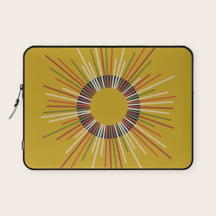 Mid Century Modern Sunburst Sun on Mustard Laptop Sleeve Gallery Image 1