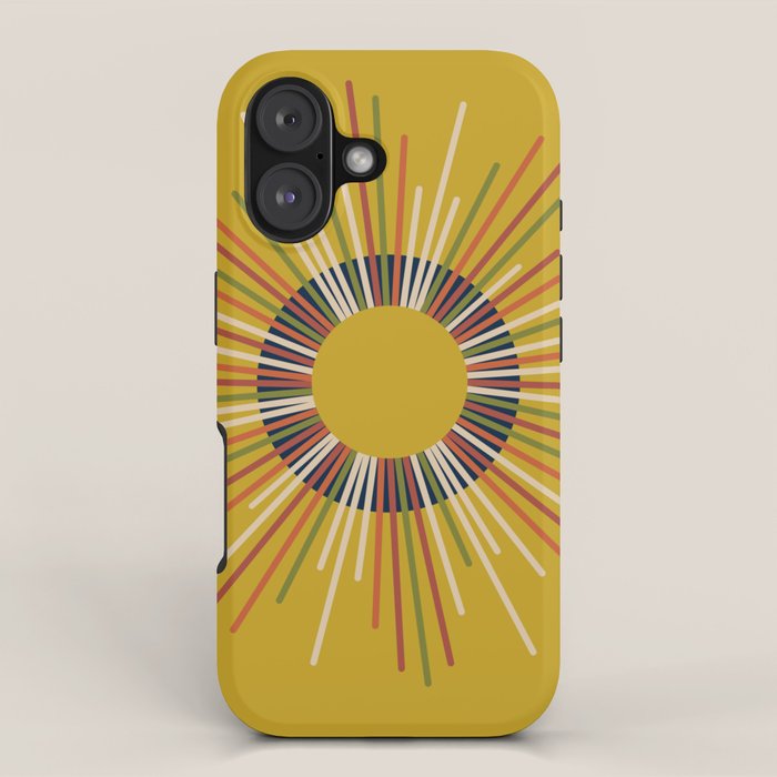 Mid Century Modern Sunburst Sun on Mustard iPhone Case Gallery Image 1