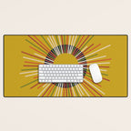 Mid Century Modern Sunburst Sun on Mustard Desk Mat Gallery Image 1