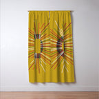 Mid Century Modern Sunburst Sun on Mustard Window Curtain Gallery Image 3