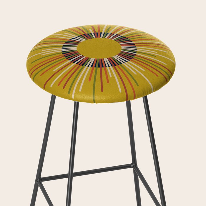 Mid Century Modern Sunburst Sun on Mustard Stool Gallery Image 2