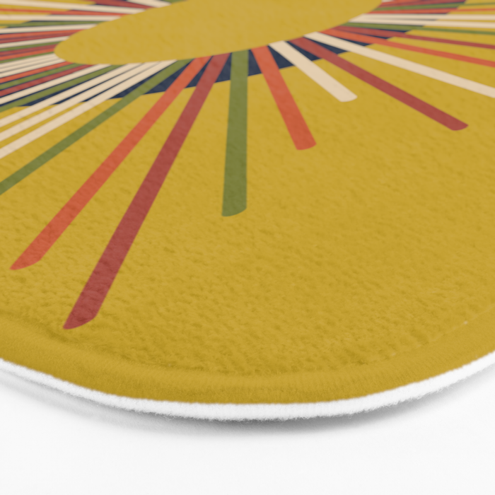 Mid Century Modern Sunburst Sun on Mustard Bath Mat Gallery Image 3