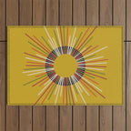 Mid Century Modern Sunburst Sun on Mustard Outdoor Rug Gallery Image 1