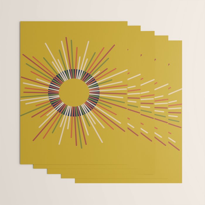 Mid Century Modern Sunburst Sun on Mustard Wrapping Paper Gallery Image 3