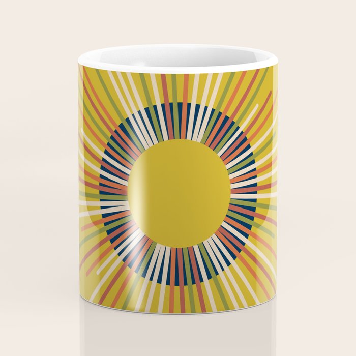 Mid Century Modern Sunburst Sun on Mustard Coffee Mug Gallery Image 4