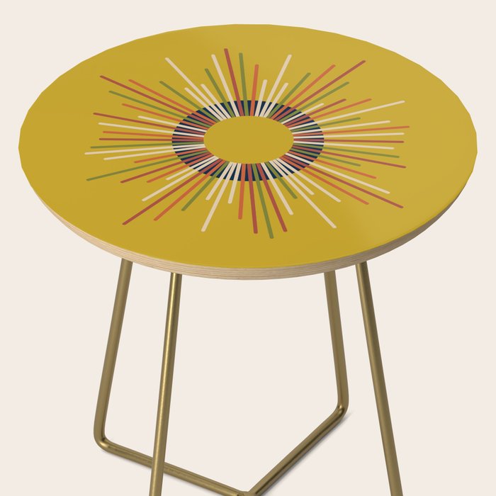 Mid Century Modern Sunburst Sun on Mustard Side Table Gallery Image 2