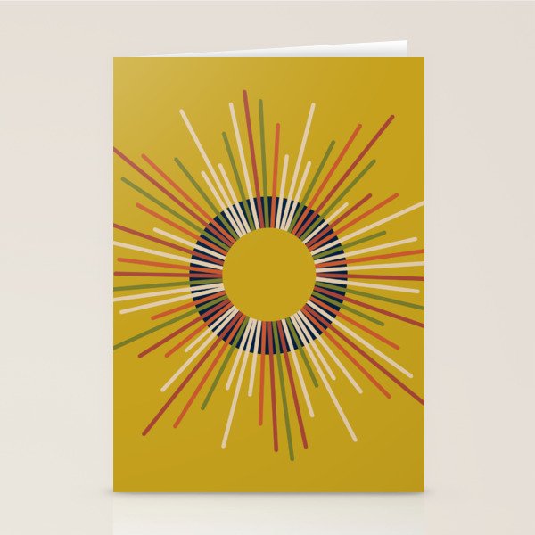 Mid Century Modern Sunburst Sun on Mustard Stationery Card Gallery Image 2