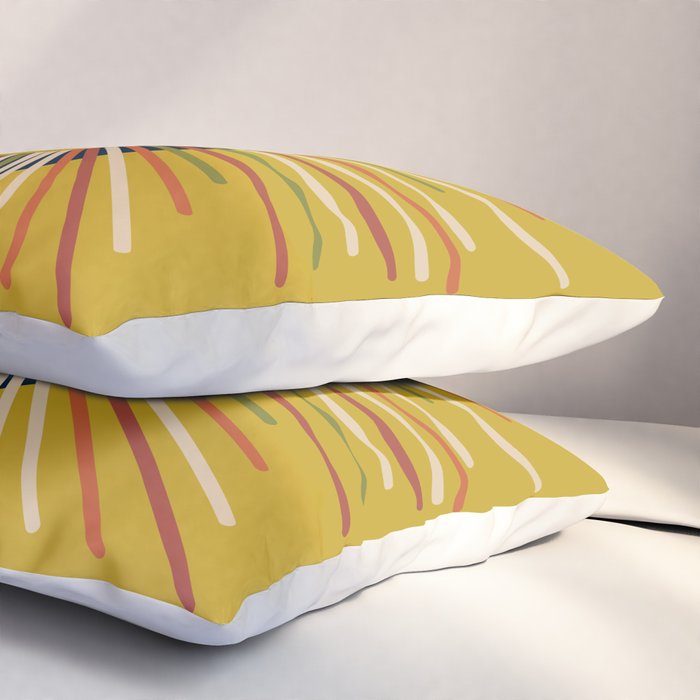 Mid Century Modern Sunburst Sun on Mustard Pillow Sham Gallery Image 3
