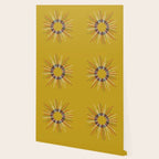 Mid Century Modern Sunburst Sun on Mustard Wallpaper Gallery Image 2