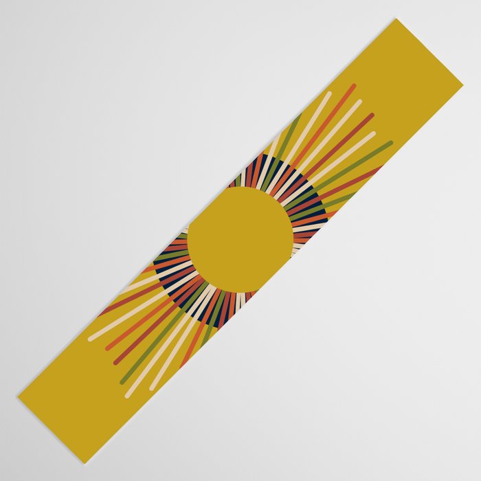 Mid Century Modern Sunburst Sun on Mustard Table Runner Gallery Image 3