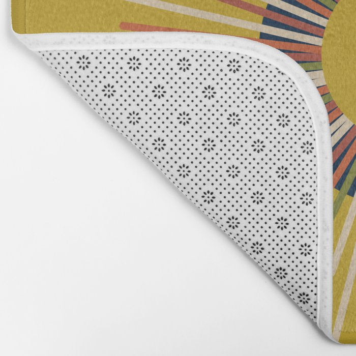 Mid Century Modern Sunburst Sun on Mustard Bath Mat Gallery Image 2
