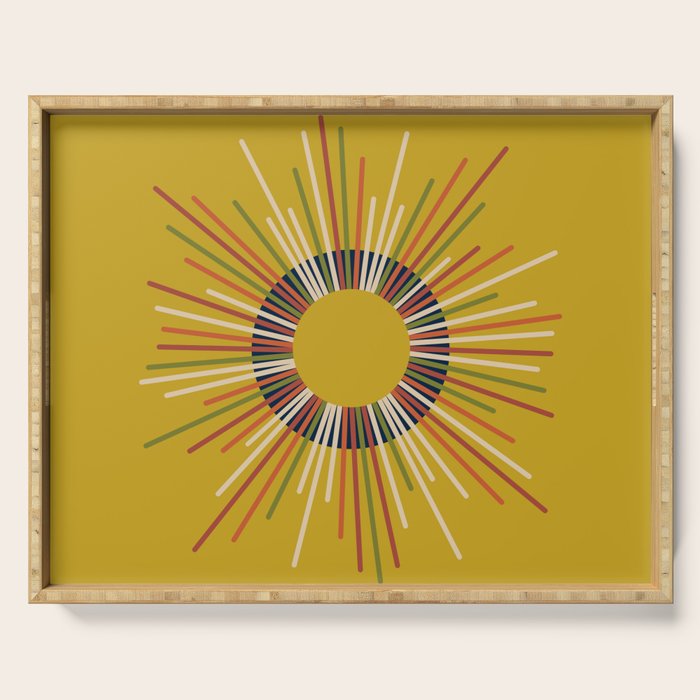 Mid Century Modern Sunburst Sun on Mustard Serving Tray Gallery Image 1