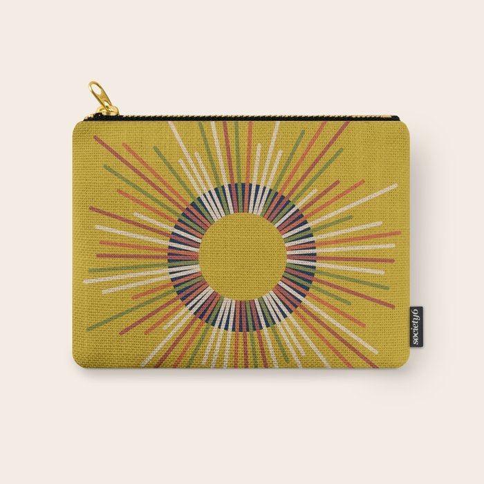 Mid Century Modern Sunburst Sun on Mustard Carry All Pouch Gallery Image 1