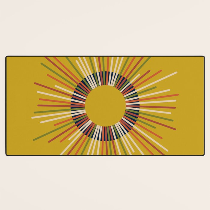 Mid Century Modern Sunburst Sun on Mustard Desk Mat Gallery Image 3
