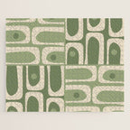 Mid Century Modern Piquet Multi Geometric Pattern in Mossy Sage Olive Green and Beige Jigsaw Puzzle Gallery Image 1